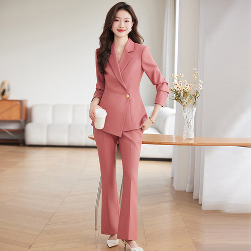 Business suit suit for women Spring and Autumn 2024 new broadcast host art exam formal wear micro-flared pants suit two-piece set
