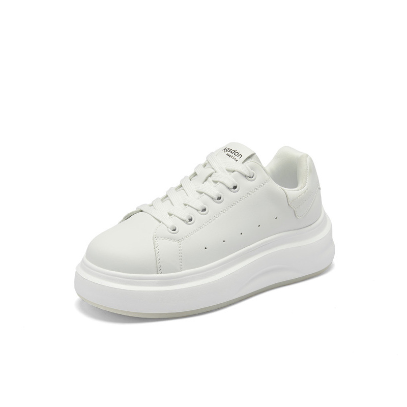 Augu Shi Deng zapatos blancos para mujeres 2025 nuevos zapatos de skate de estudiantes de moda de otoño con suela gruesa de 18 zapatos casuales