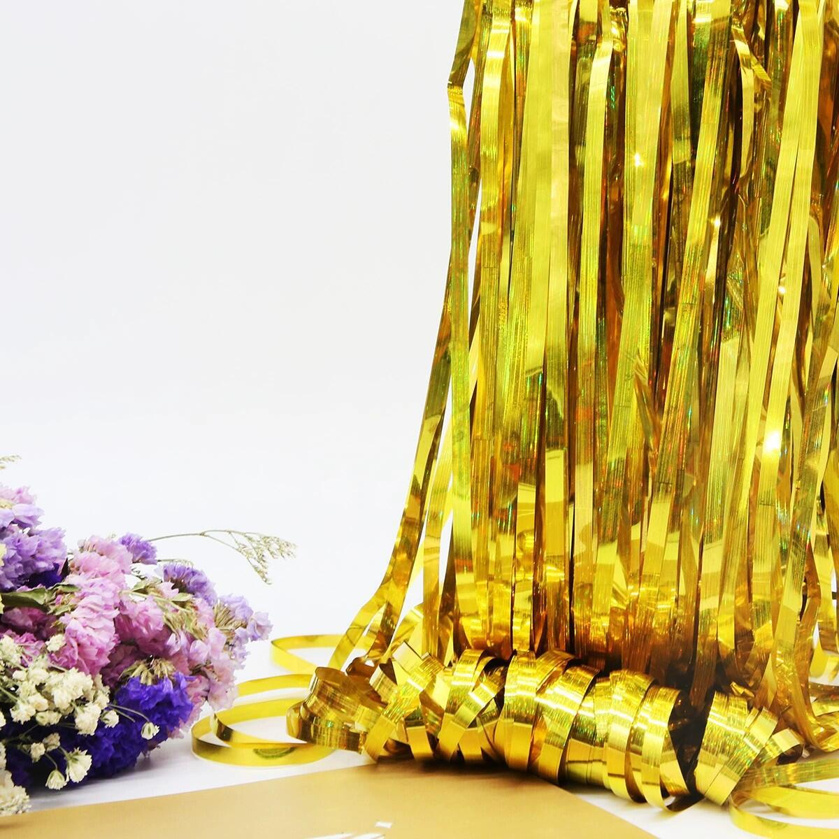 Nueva tira vertical láser de Amazon 2 metros cortina de seda de lluvia decoración pared de fondo fiesta de cumpleaños conjunto de festivales de Navidad