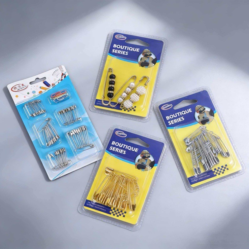 Alfileres metálicos al por mayor, alfileres plateados, paquete de 40 alfileres en tarjeta, clips de papel de colores al por mayor, tienda de dos yuanes.