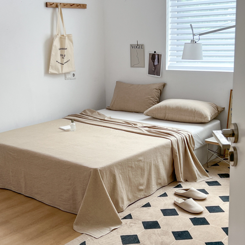 日本式無印単品シーツ良品水洗い綿シーツ純綿格子縞単独シーツベッドスカート純色純綿