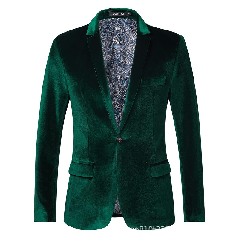 Cross-border AliExpress men's velvet blazer slim fit fashion blazer for wedding prom night