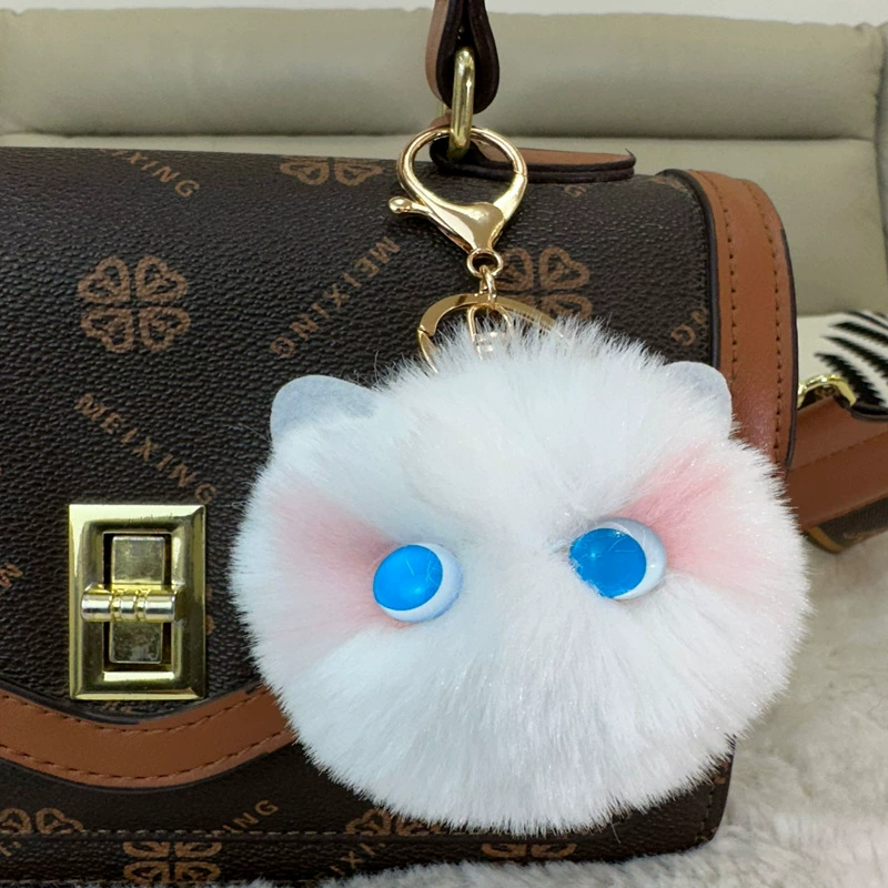 Плюшевый брелок для ключей Pom, милое лицо котенка в розовом оттенке, подвеска из искусственного меха, 5 цветовых вариантов