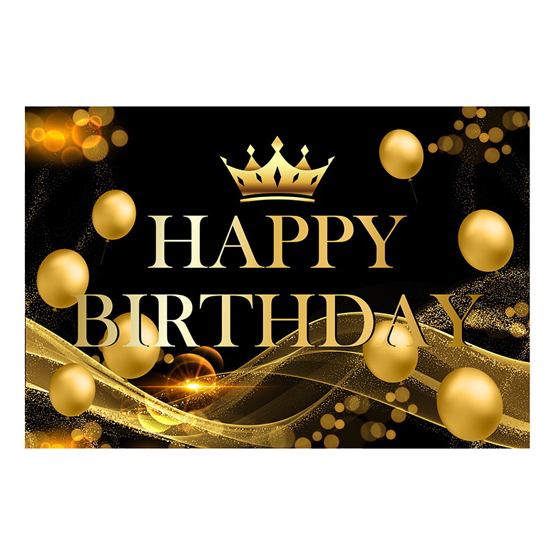Nuevo cartel de cumpleaños de fondo de oro negro banner de tela fiesta de cumpleaños fiesta escena diseño decoraciones