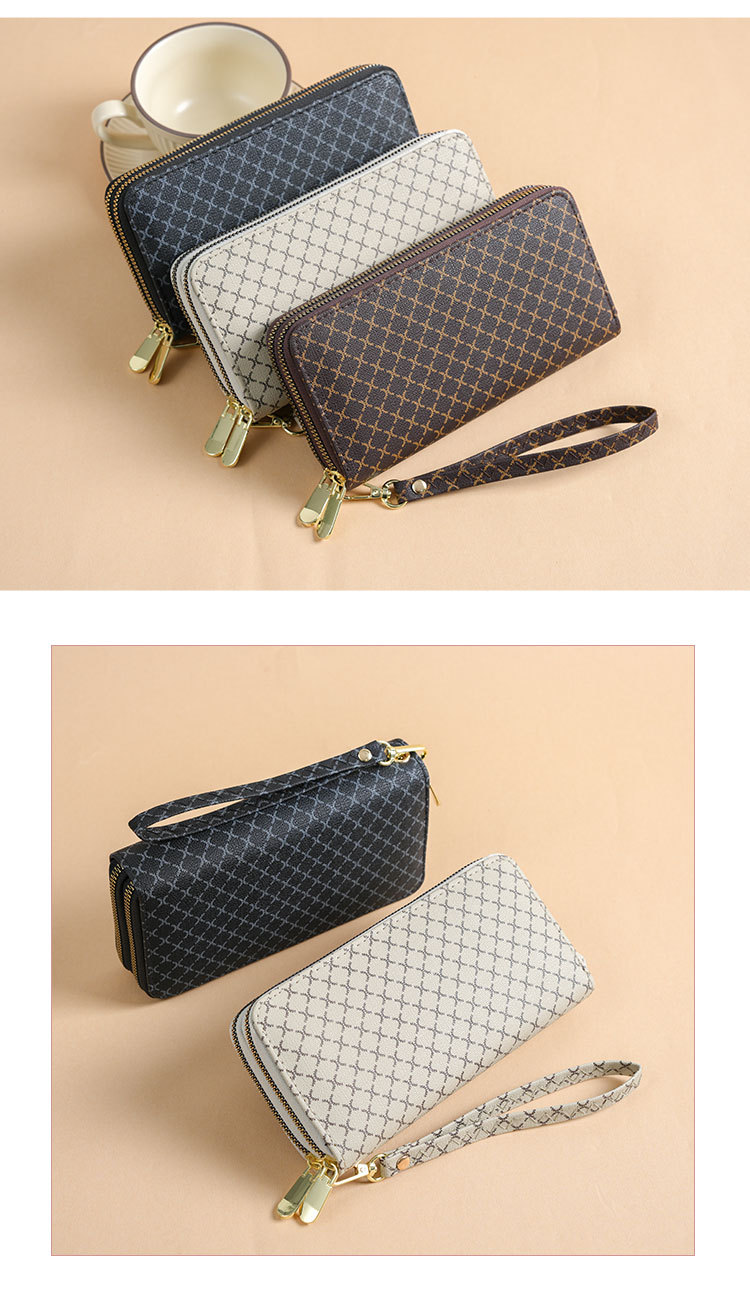 Long Wallets Bags Type Women's Argyle Pu Leather Zipper Wallets