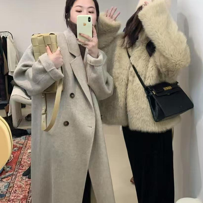 灰色防毛呢大衣女装2025秋冬新款韩版宽松中长款爆款呢子设计外套|undefined