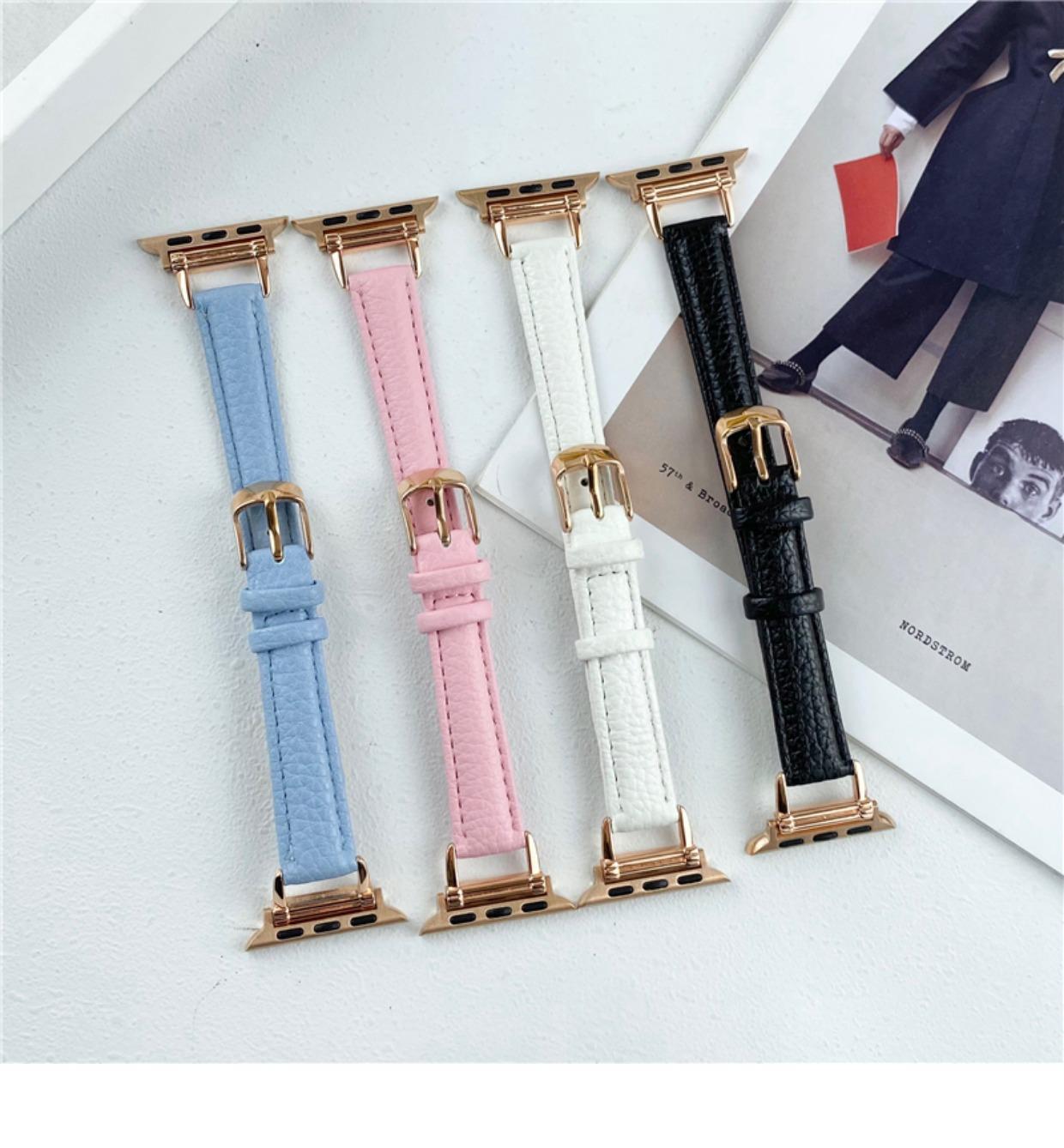 适用applewatch表带女款感皮质se苹果手表iwatchs7/6/5/4/3/2详情9