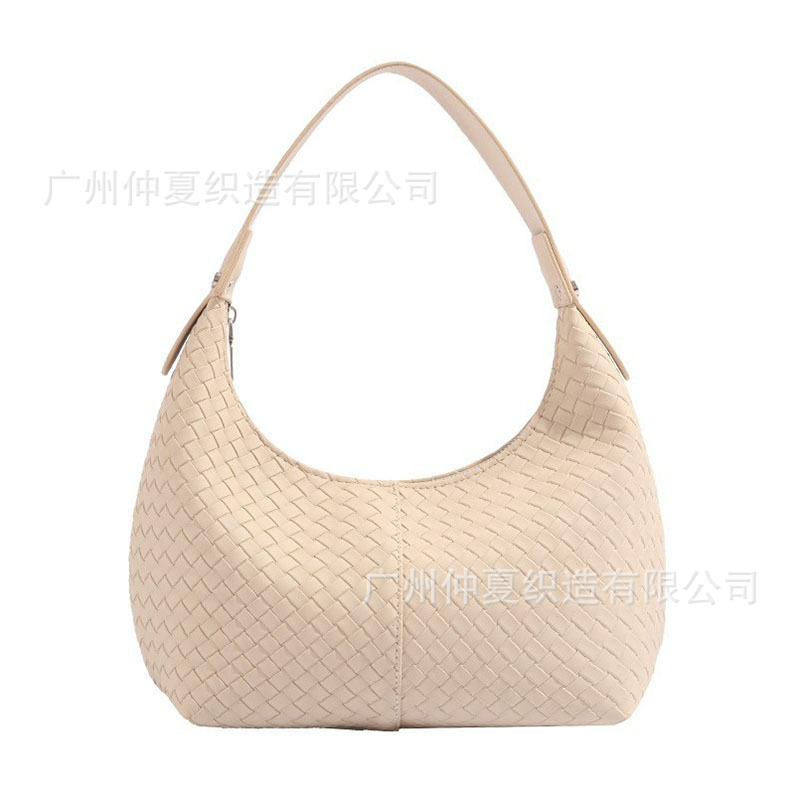 Cross-Border Women's New Versatile Comfortable Woven Bag Underarm Bag Baguette Bag Korean Style Niche Dumpling Shoulder Bag - Thumbnail 6