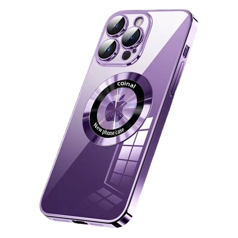 Venta directa de fábrica iphone15promax funda para teléfono móvil de Apple lupa espejo integrado de revestimiento magnético estuche suave con patrón de CD