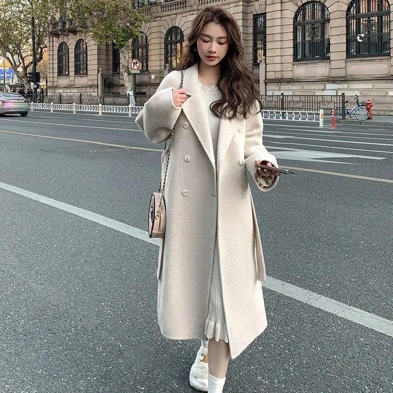 Autumn and Winter New Trendy Korean Style Woolen Coat for Women, Loose Mid-Length Student Style Windbreaker for Women, Small Outwear Autumn and Winter New Trendy Korean Style Woolen Coat for Women, Loose Mid-Length Student Style Windbreaker for Women, Small Outwear