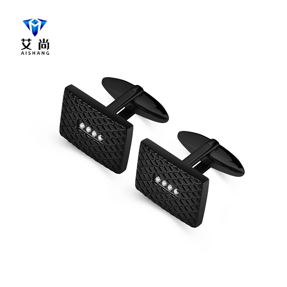 Factory spot fashion trend Diamond embossed CNC Stone Men's cufflinks French suit shirt cufflinks cufflinks cuffnails