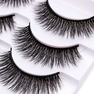 3D natural thick cross stage makeup mid-length fiber hard stem 5 pairs 3D27 fake eyelashes wholesale