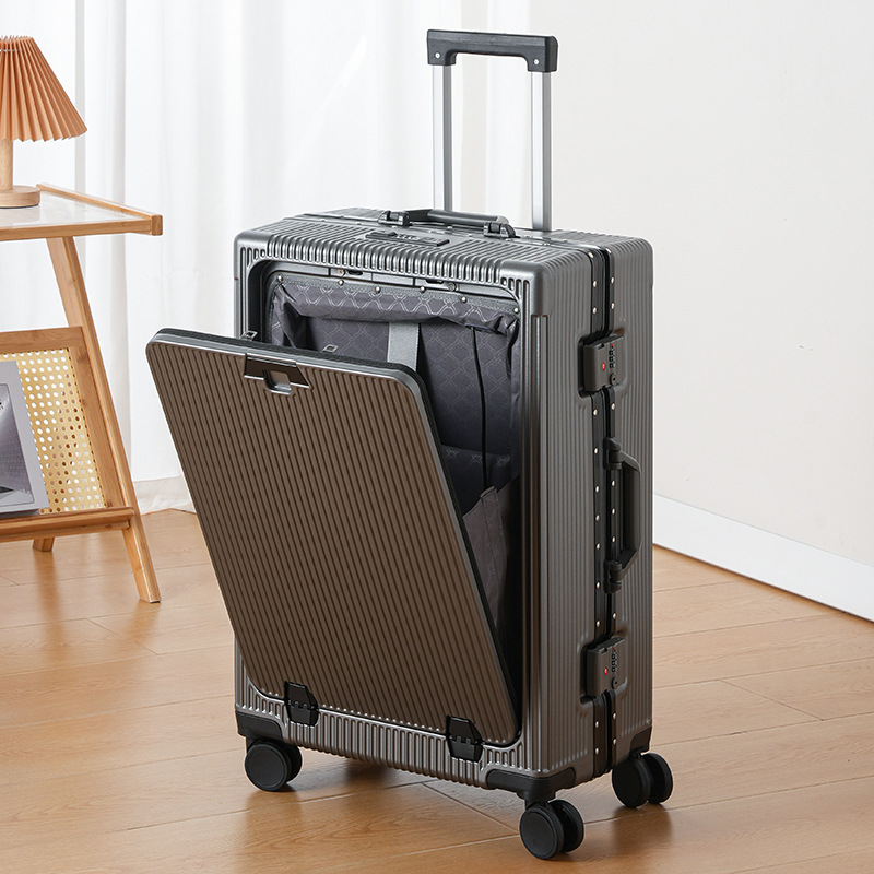 Maleta multifuncional para viajar a bordo de alta belleza 20 pulgadas contraseña frente abierto maleta de moda bolsa de computadora maleta