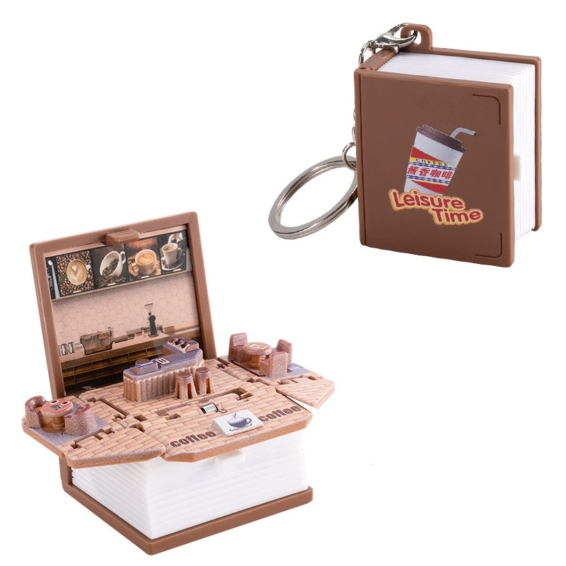 Creative small toy, three dimensional folding keychain with key, creative gift, in 3d format