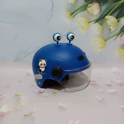 Motosiklet kaskı (dəbilqə) — anti-fall summer adjustable helmet - dark-blue-hd-short-blue-eyes-1-5-years-old-skateboard-bear-jz