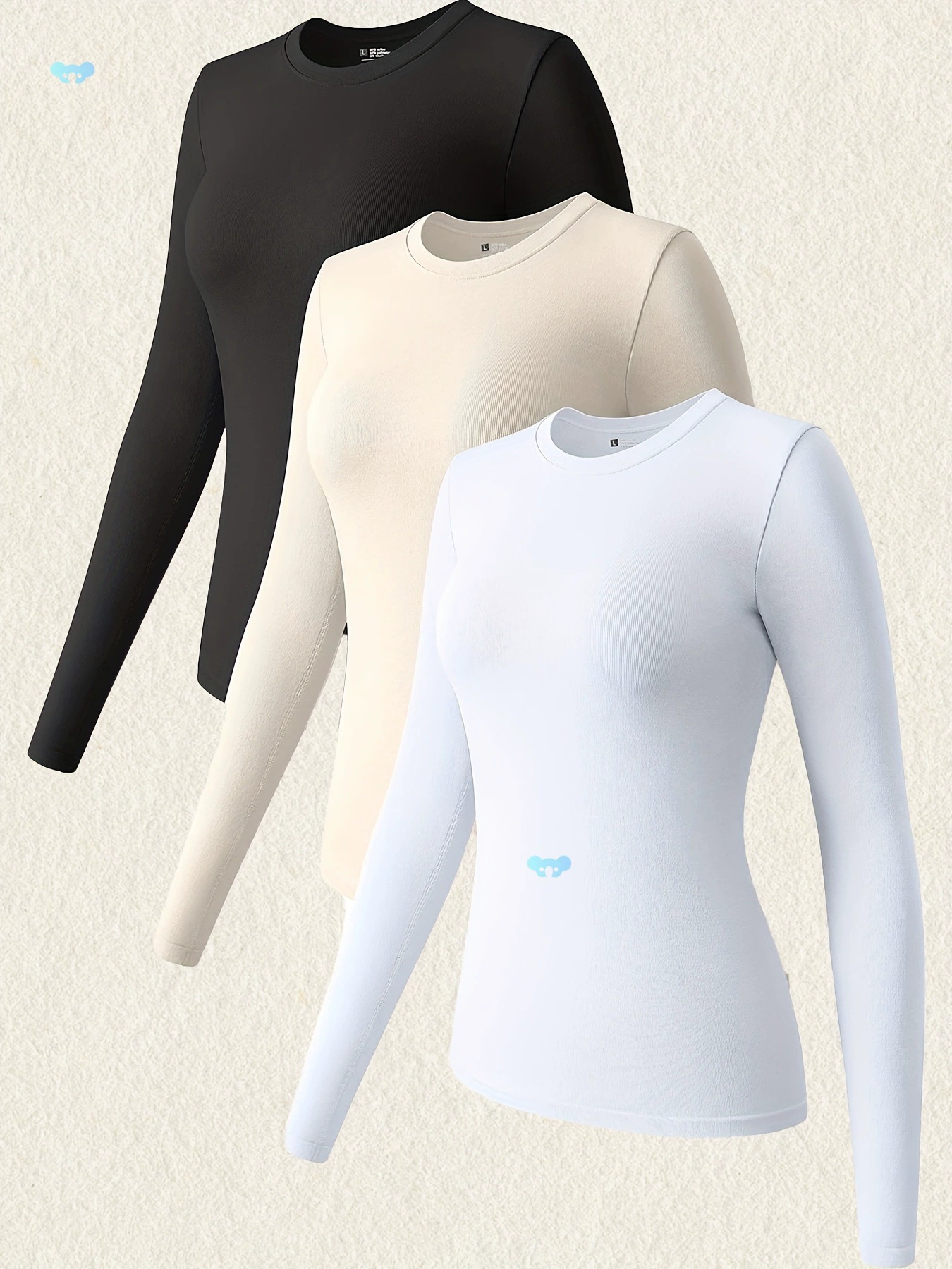 3 шт. женские футболки с длинными рукавами с круглым вырезом, трансграничная дропшиппинг