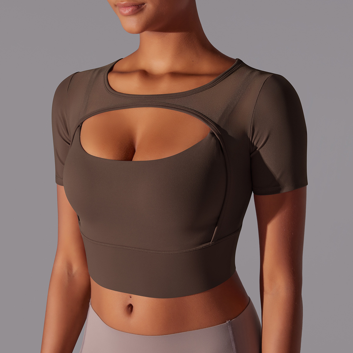 182g Weight Short Sleeve Sleeve Length Pullovers Placket Type Nylon, Spandex Fabric Type Short Top Length T-shirt Tops Type Yoga, Sports Occasion Round Neck Neckline Solid Color Pattern Women Gender Hollow Out Craft Fitness Sport Style Solid Color Nylon Spandex Round Neck Hollow Out Active Tops T-shirt 9