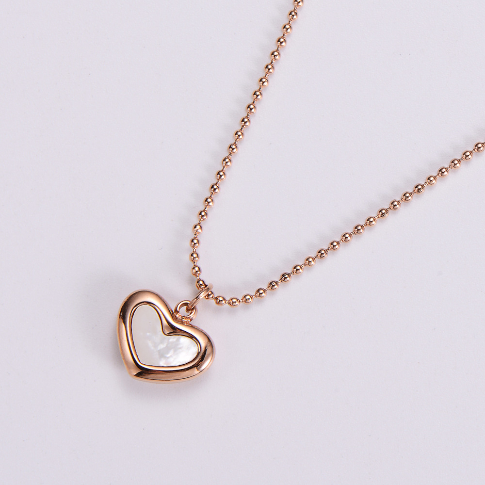 Womenu0027S Heart Stainless Steel Shell Pendant Necklace Plating Inlay Stainless Steel Necklaces