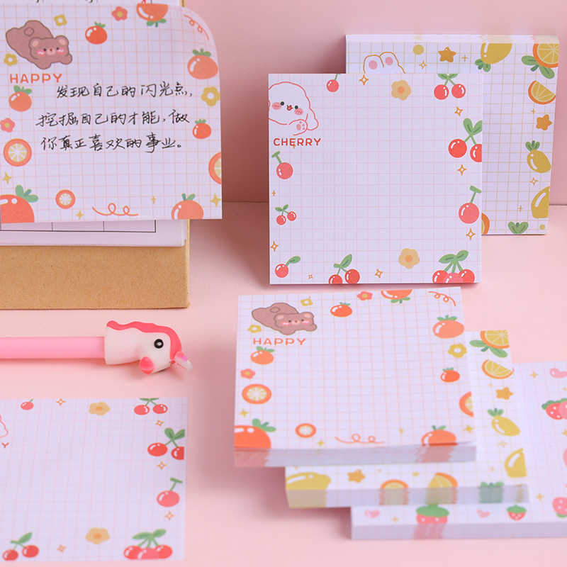 Cute Post-it Fruit Bear Rabbit Student Notes Mensaje Papel de nota Se puede pegar Notas Notas Notas N Publicaciones