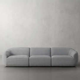北欧圆弧形客厅布艺三人沙发小户型简约转角沙发美式网红模块沙发
