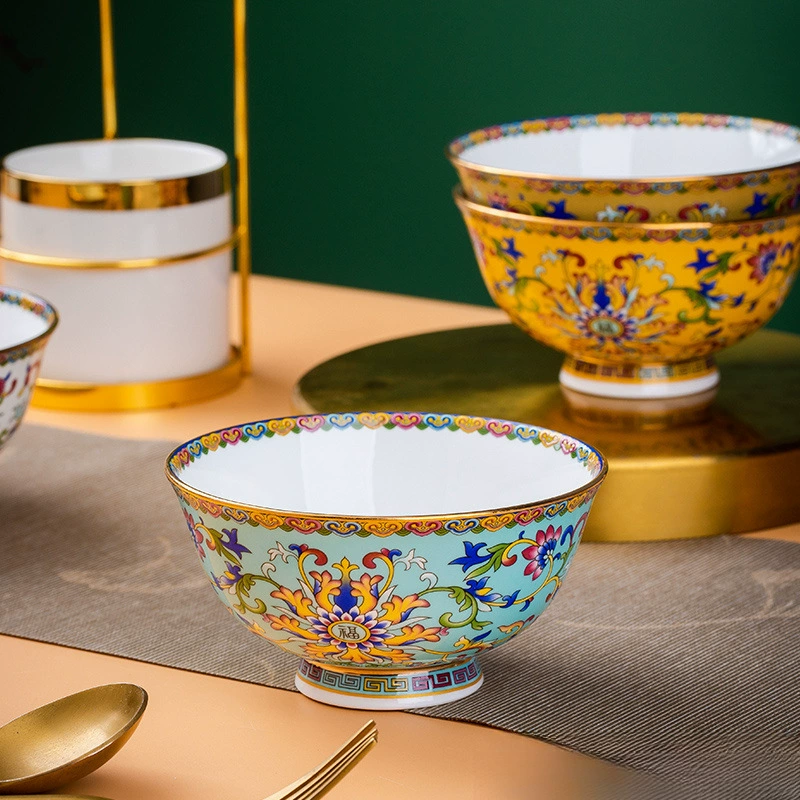 Эмалированная фарфоровая миска, бытовая керамическая миска, новая дворцовая миска для еды, лапши, костяная фарфоровая рисовая миска, китайская посуда