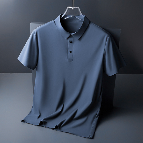 Custom Ice-Silk Seamless Polo Shirt for Summer with Ice Feel, Business Casual, Youth and Middle-Aged Men, Elastic