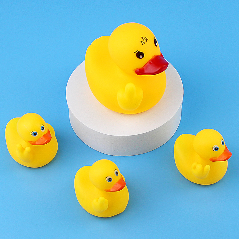 One big duck with three little gestures despises funny toys
