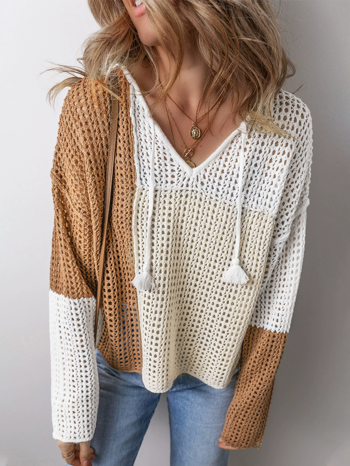 «(Cross-border trading)» Autumn long-sleeve sweater, V-neckline, European style