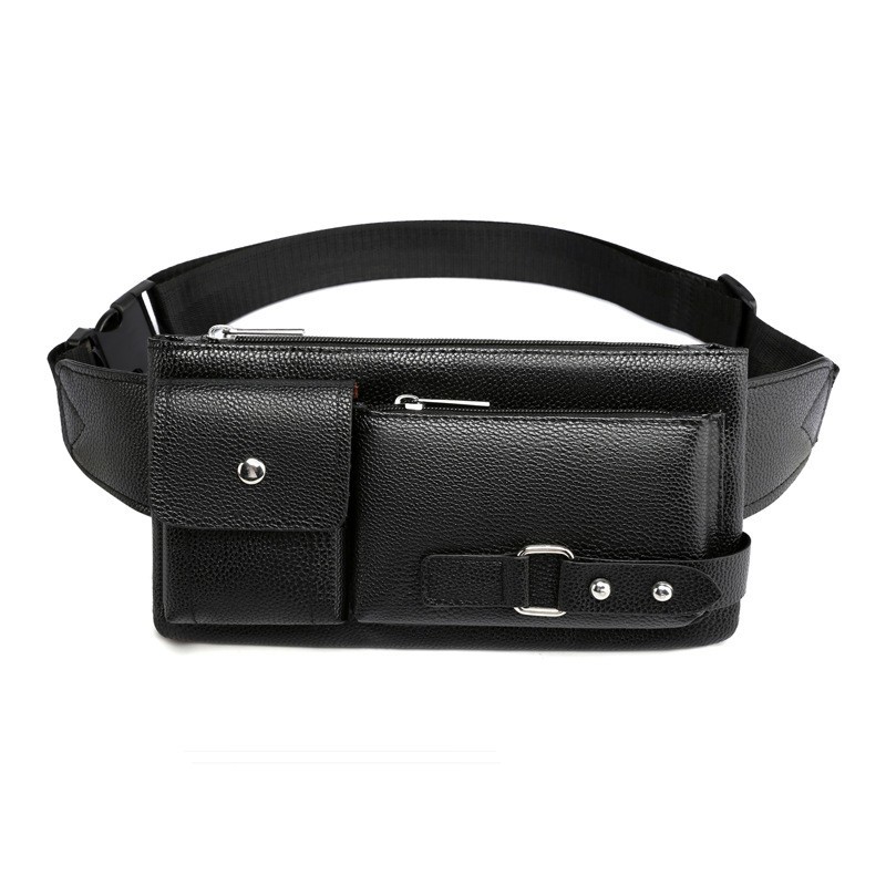 Waist Bag Men's Business Work Clothing Travel Crossbody Bag High-End Men's Shoulder Bag Convenient for Going Out Pu Waterproof Trendy Chest Bag
