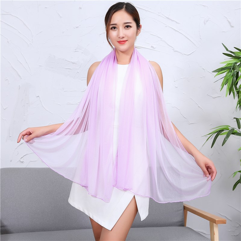 Dance Performance Gauze Scarf Pure Color Chiffon Silk Scarf Seaside Rose Red Shawl Beach Scarf Female Stage Performance