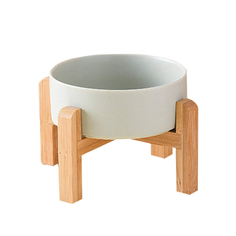 Tazón para perros de Amazon transfronterizo Tazón de arroz de mármol para gatos Marco de madera de bambú de patas altas Tazón para beber Tazón para comida para gatos Tazón para gatos Cerámica
