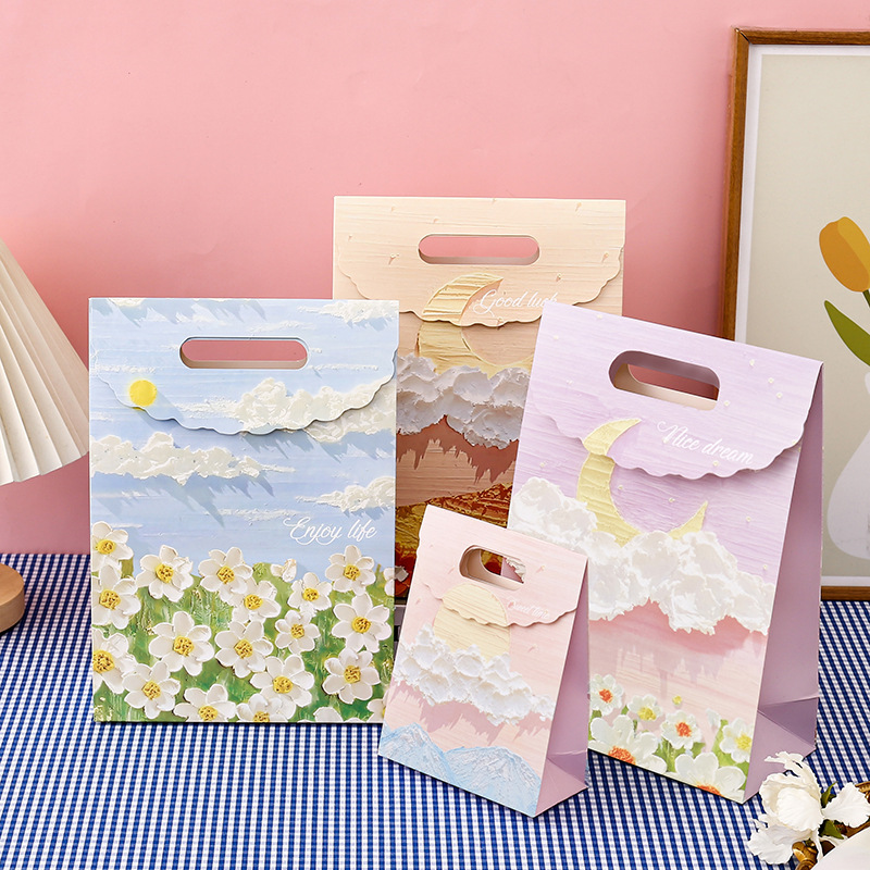 Literary Oil Painting Gift Bag, Literary Handbag, Festive Exquisite Birthday Bouquet Packaging for Men and Women, Gift Paper Bag Literary Oil Painting Gift Bag, Literary Handbag, Festive Exquisite Birthday Bouquet Packaging for Men and Women, Gift Paper Bag