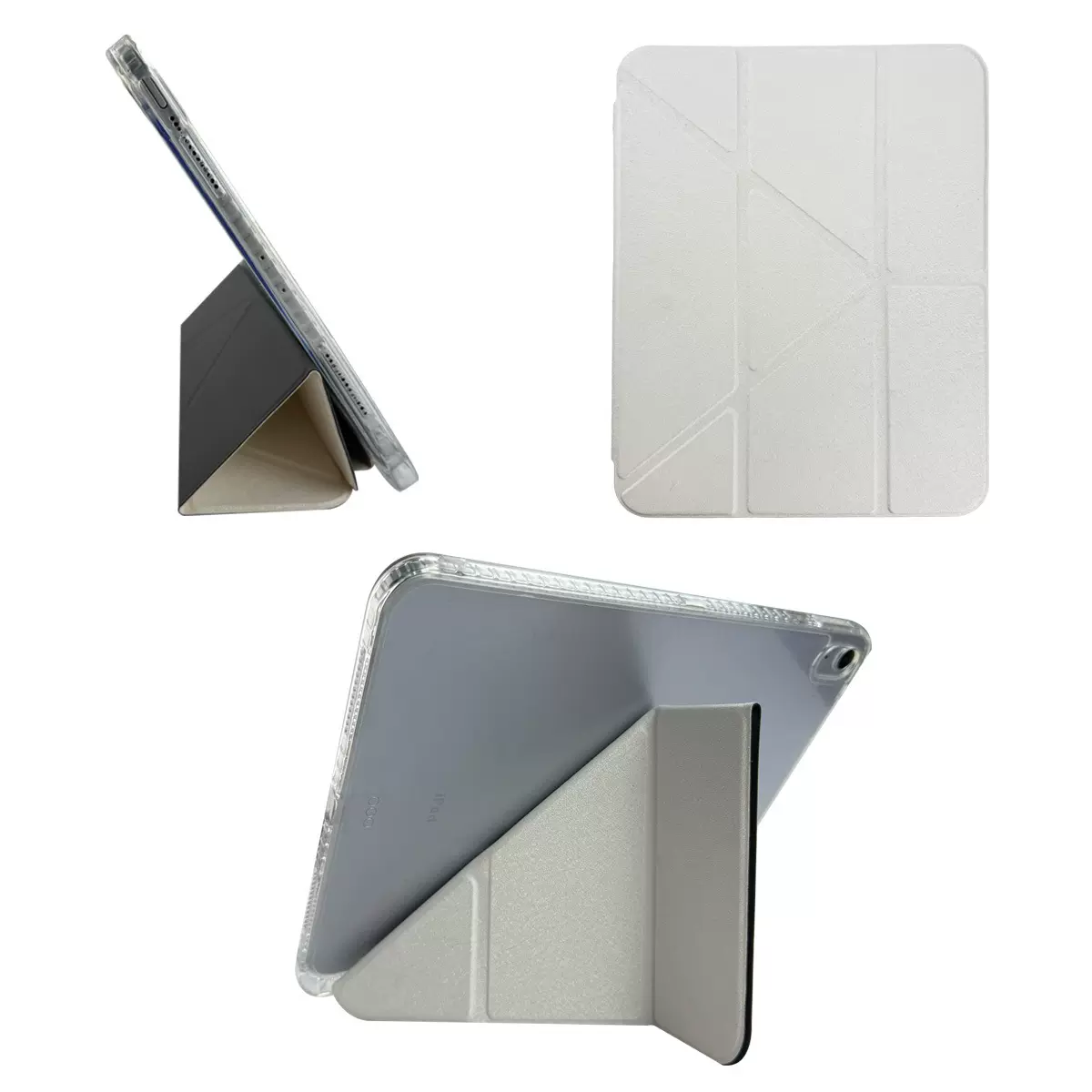 厂家批发3+Y折笔槽蚕丝纹白板保护套适用于苹果华为三星小米彩绘