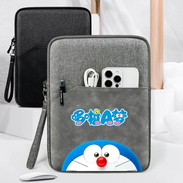 Tablet bag, iPad storage bag, fleece-lined shockproof protective case, cartoon pattern inner bag, lightweight and portable