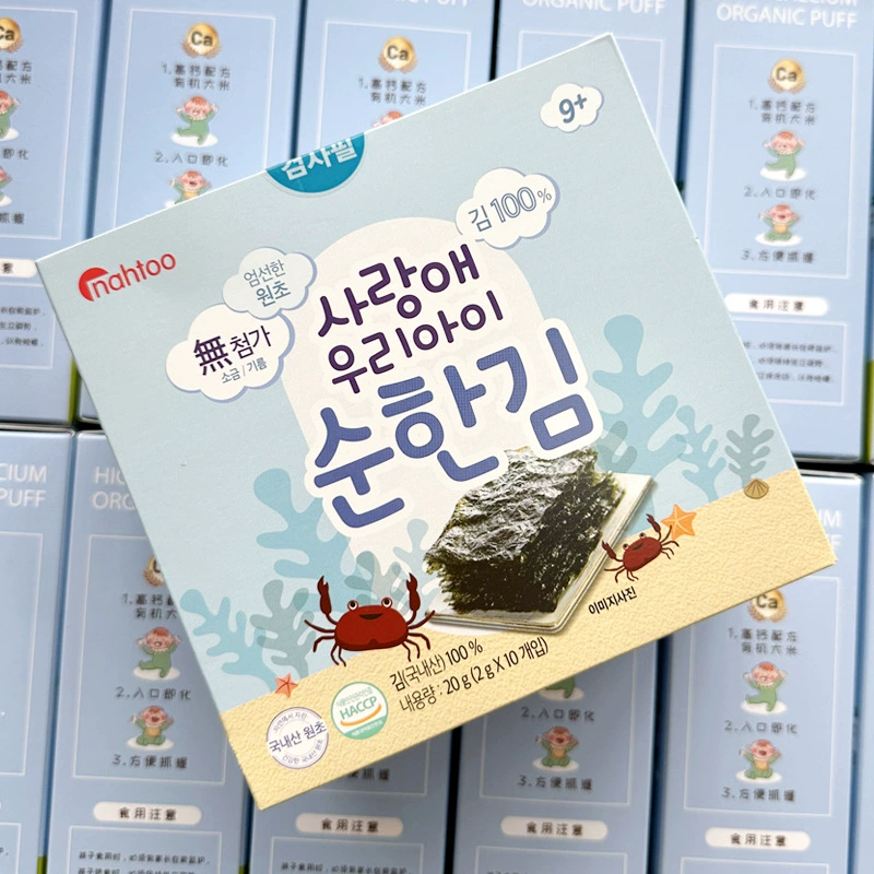 Из Южной Кореи импортировано Nahtoo Nahtoo Na Du Haloga Snack 20 г, детское морское водорослевое хрустящее лакомство