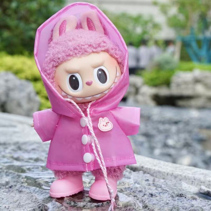 labubu衣服17cm拉布布娃衣玩偶公仔服饰小动物雨披雨衣连帽斗篷|undefined