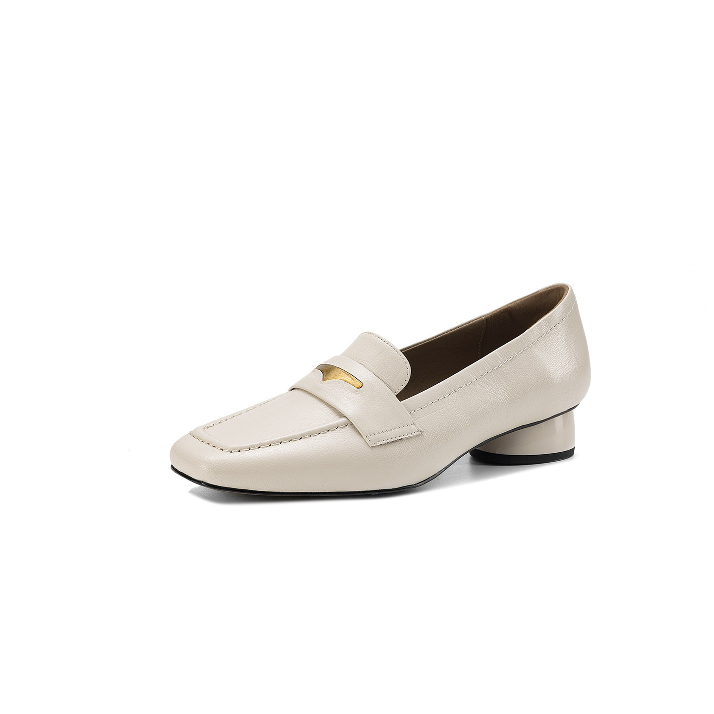 Giày loafer nữ da dê mũi vuông gót thấp kiểu cổ điển — đen chi tiết 25