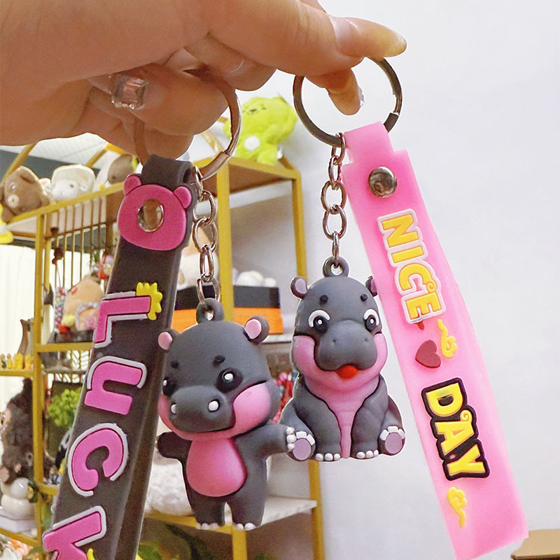 Cartoon Silicone Animal Hippo Doll Keychain Bag Pendant Local Promotion Car Scan Code Blind Box Small Gift Wholesale