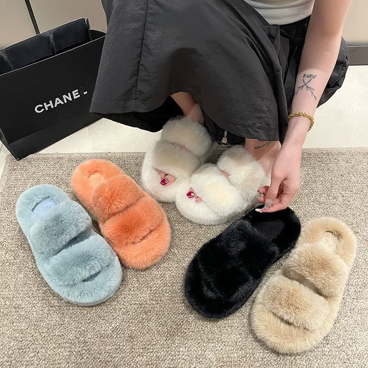 Женские тапочки на толстой подошве из плюша, в стиле мягкого корейского дизайна, универсальные, простые, пушистые, для осени и зимы 2025 года.