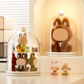 泡泡玛特手办收纳盒防尘盲盒娃娃展示架带分格桌面萌粒整理置物架