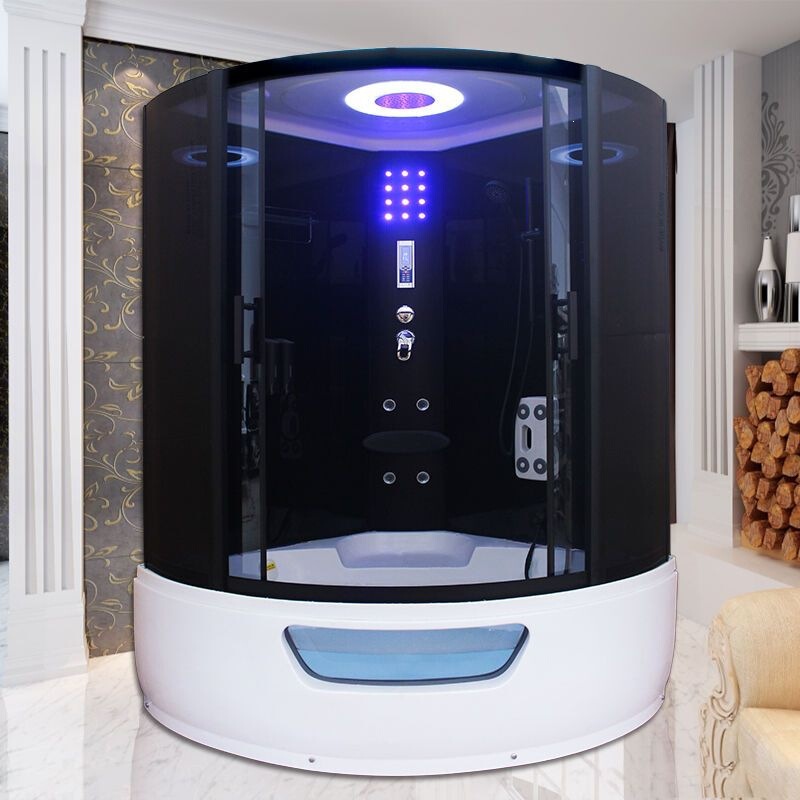 Complete shower enclosure with bathtub, bathroom, and sauna, featuring tempered glass and an integrated design Complete shower enclosure with bathtub, bathroom, and sauna, featuring tempered glass and an integrated design