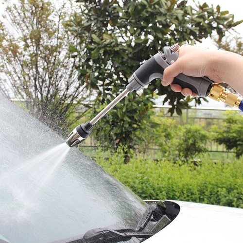 High-pressure car wash water gun, home car dual-use alloy long rod gun, high water pressure large capacity, rubber handle, watering and car washing tool