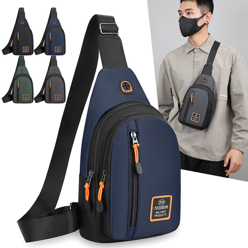 Bolso de pecho multicapa para hombre nuevo bolso de hombro pequeño de pecho de todo fósforo coreano impermeable y resistente al desgaste bolso de mensajero de un solo hombro pequeño de tela Oxford