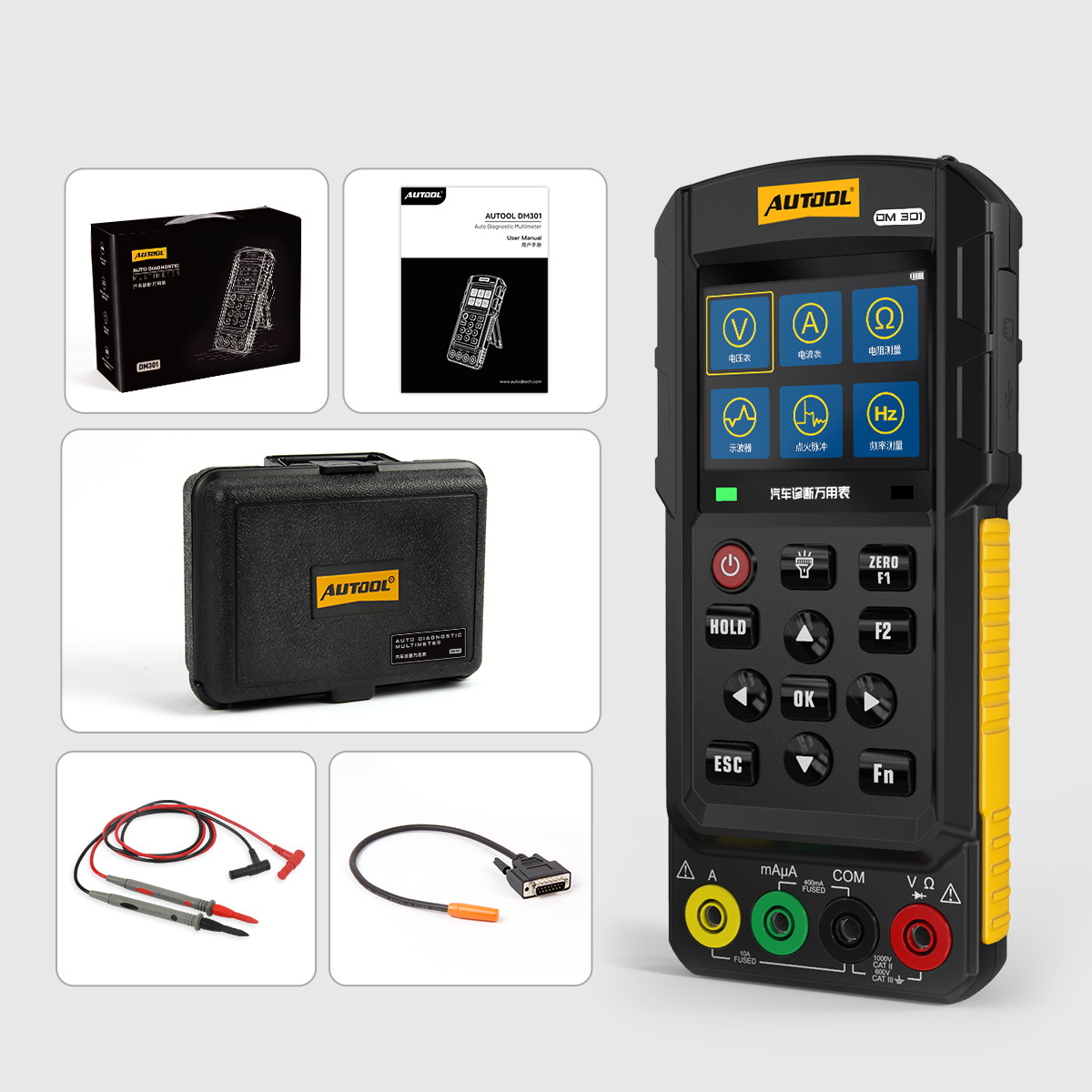Multímetro y Osciloscopio Automotriz AUTOOL DM301 para Diagnóstico Vehicular