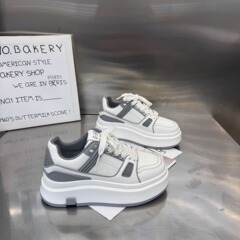 系帶厚底增高小白鞋女2025春季新款歐貨小個子松糕鞋運動休閒板鞋