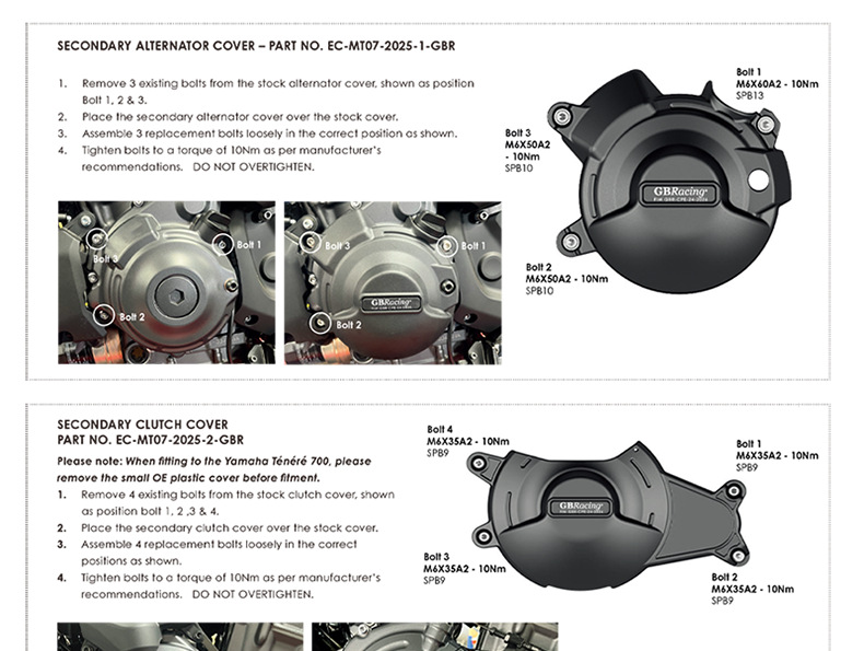 Suitable for 25-26 Yamaha Mt-07 Motorcycle Modified Gbracing Engine Protective Cover Anti-Fall Side Cover