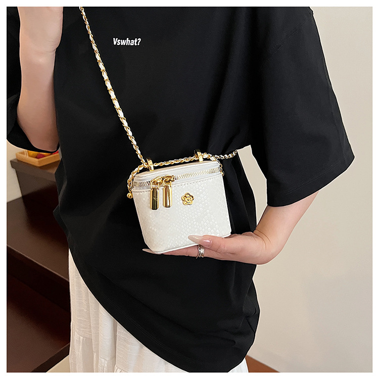 Caja portátil Xiaoxiangfeng Bolso cuadrado pequeño Mujer 2025 Nuevo patrón de serpiente transfronterizo Bolso bandolera de moda de alta gama