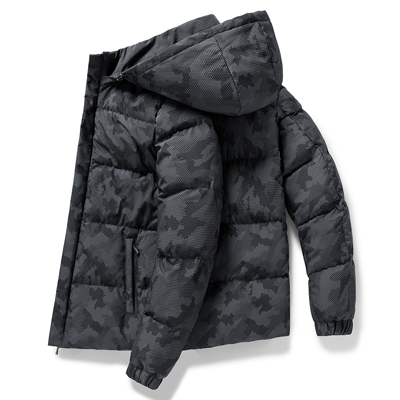 Men's Winter Camouflage Down Jacket Warm Hooded Coat For Couple_voghion.com