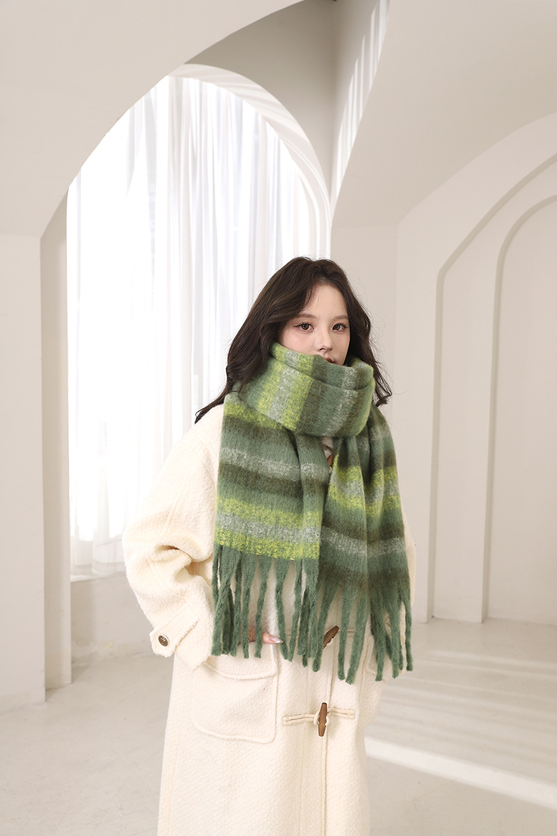 2024 autunno inverno nuova atmosfera sciarpa spessa in mohair, calore di alta qualità, cappotto versatile da uomo e da donna con strisce_voghion.com