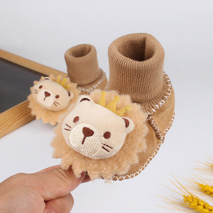 Baby shoes for 0-1 year old newborns with velvet warm shoes and socks soft socks toddlers' cotton shoes will not fall off